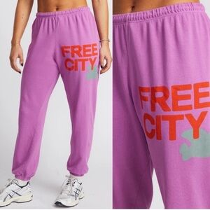 FREE CITY Large Logo Sweatpant in Pink Juice/ Silver New with Tags!